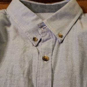 BASS & CO👋 Long Sleeved Button Up Shirt Size XL 100% Cotton Classic Blue